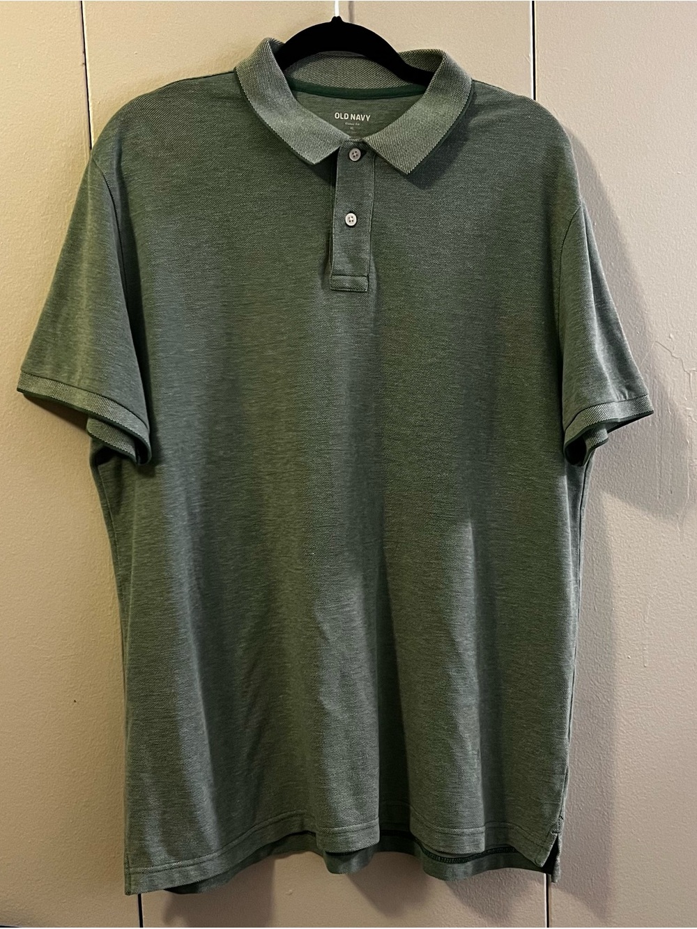 Old Navy Men's Heather Olive Green Polo (Size XL)